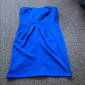 Blue strapless mini dress